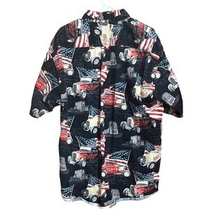 Clearwater Outfitters Patriotic Car Flag  Golf‎ Casual Button Up Shirt Medium